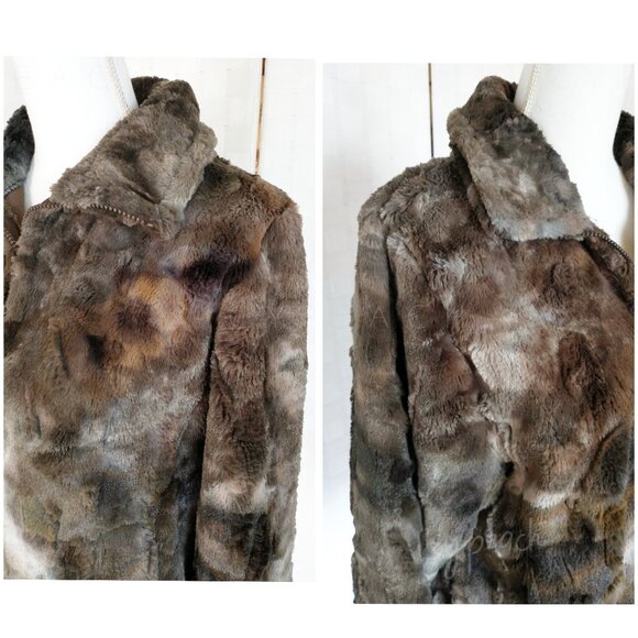 Andrea Faye Faux Fur Jacket Size Small Victoria Boa Cinchback Coat Equestrian - Picture 6 of 15